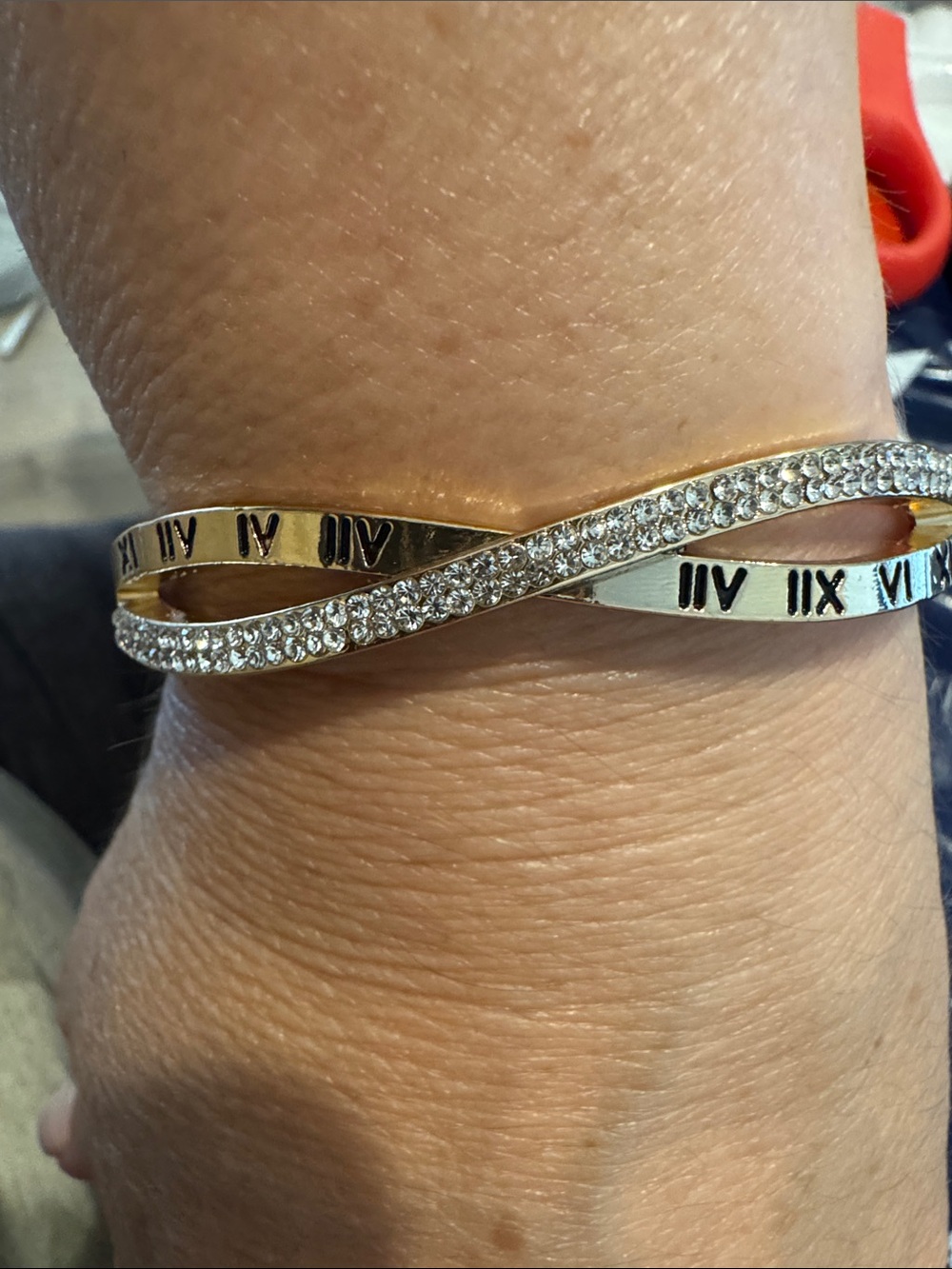 Fashion Jewelry Gold-Tone Infinity Bracelet with Crystal Accents